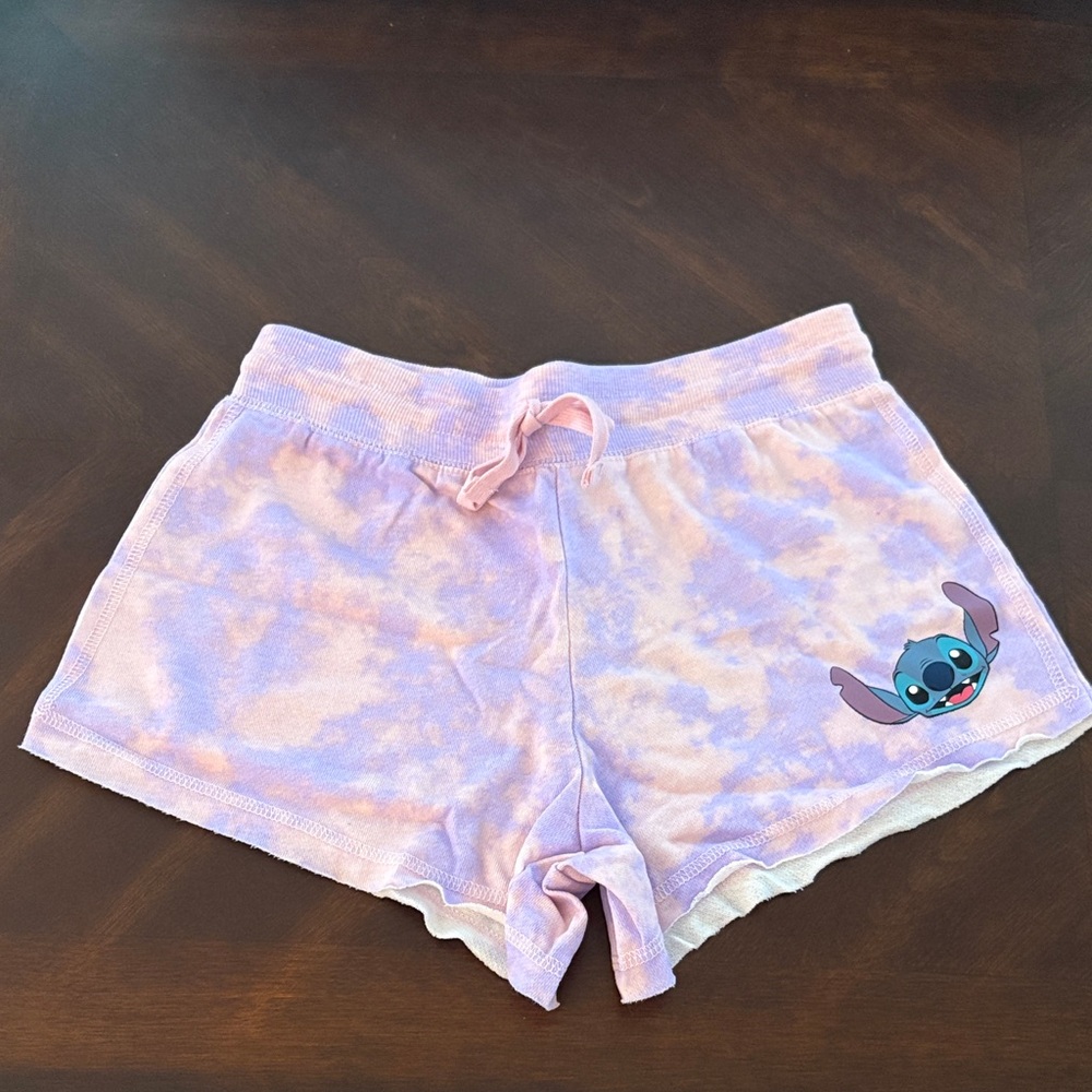 NWOT Disney Stitch Purple Tie-Dye Shorts with Character Print